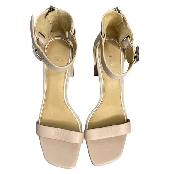 Rag & Bone Ellis Sandal Nude Leather Block Heel Ankle Strap Sandals SZ 39, US 9 - Picture 8 of 14